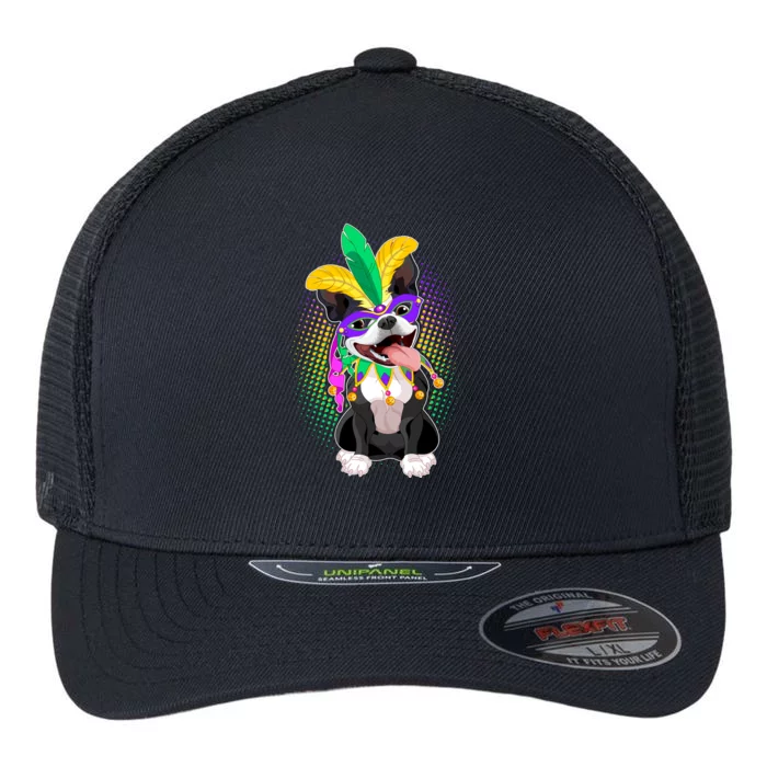 Mardi Gras Party Dog Flexfit Unipanel Trucker Cap