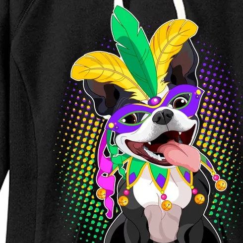 Mardi Gras Party Dog Women's Fleece Hoodie