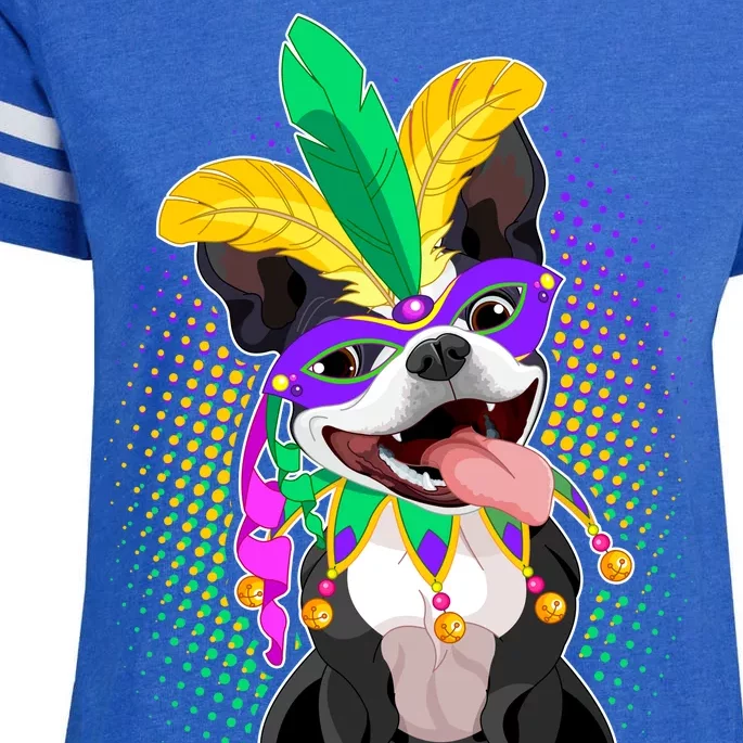 Mardi Gras Party Dog Enza Ladies Jersey Football T-Shirt