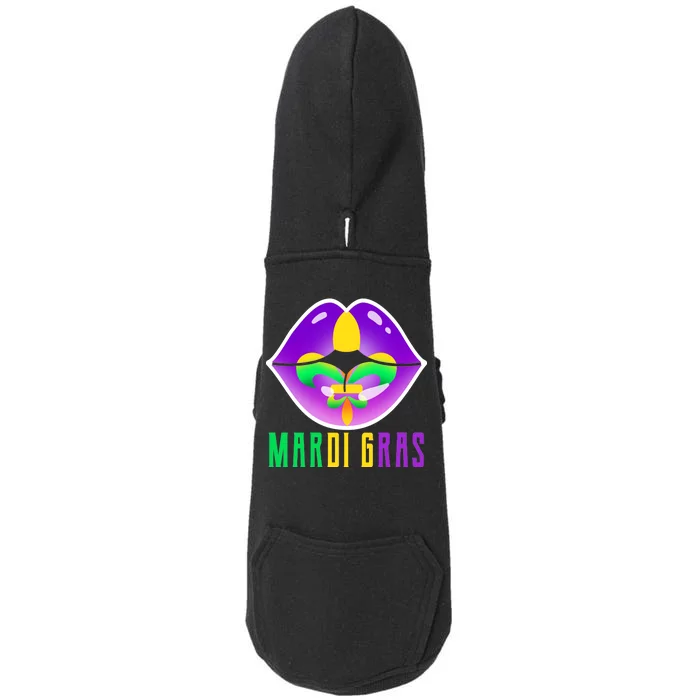 Mardi Gras Party Lips Doggie 3-End Fleece Hoodie