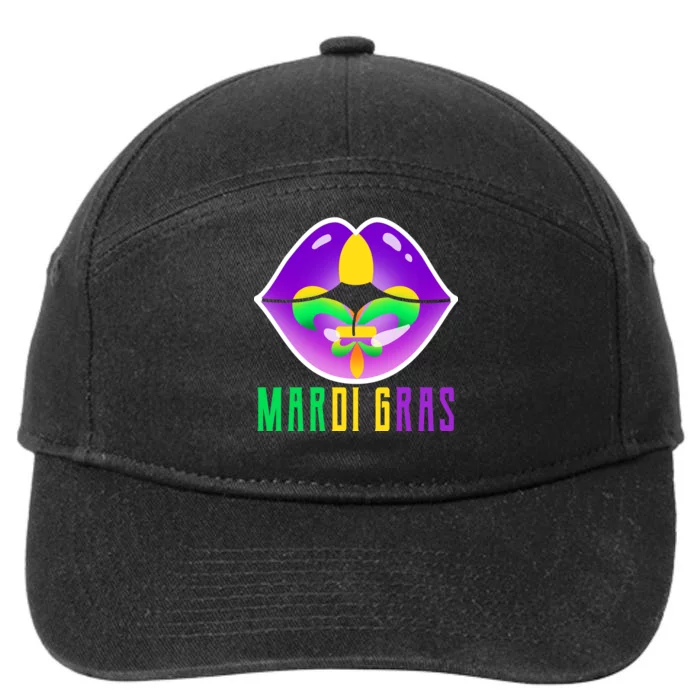 Mardi Gras Party Lips 7-Panel Snapback Hat