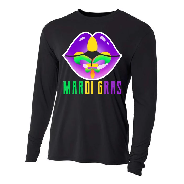 Mardi Gras Party Lips Cooling Performance Long Sleeve Crew