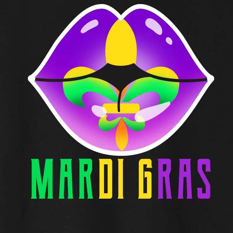 Mardi Gras Party Lips Women's Crop Top Tee