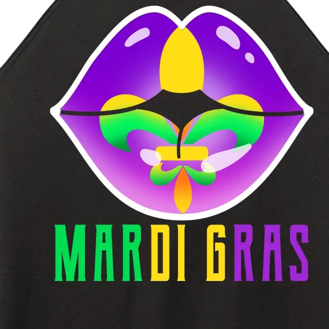 Mardi Gras Party Lips Women’s Perfect Tri Rocker Tank