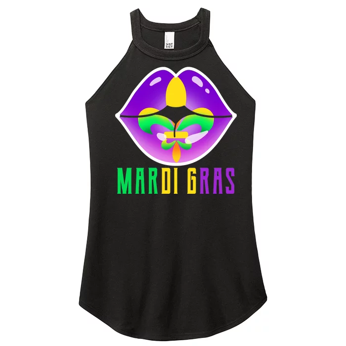 Mardi Gras Party Lips Women’s Perfect Tri Rocker Tank