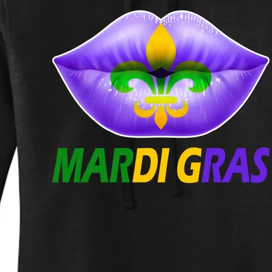 Mardi Gras Party Lips Fleur De Lis Women's Pullover Hoodie