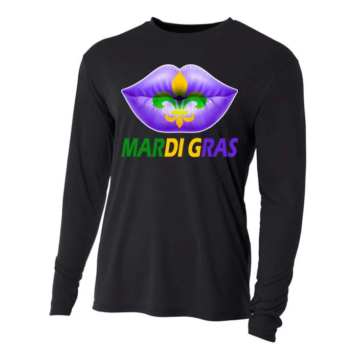 Mardi Gras Party Lips Fleur De Lis Cooling Performance Long Sleeve Crew