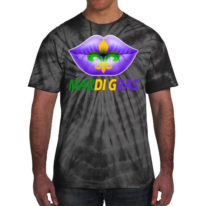 Mardi Gras Party Lips Fleur De Lis Tie-Dye T-Shirt