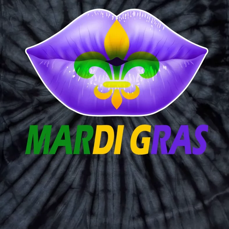 Mardi Gras Party Lips Fleur De Lis Tie-Dye T-Shirt