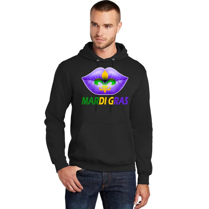 Mardi Gras Party Lips Fleur De Lis Tall Hoodie