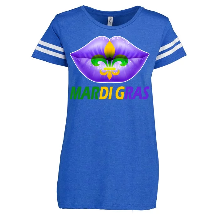 Mardi Gras Party Lips Fleur De Lis Enza Ladies Jersey Football T-Shirt