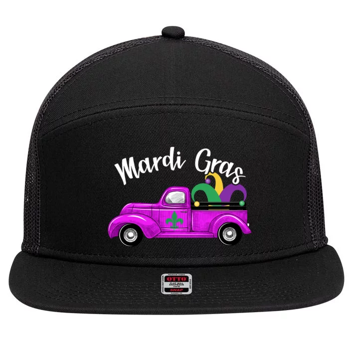 Mardi Gras Party Truck 7 Panel Mesh Trucker Snapback Hat