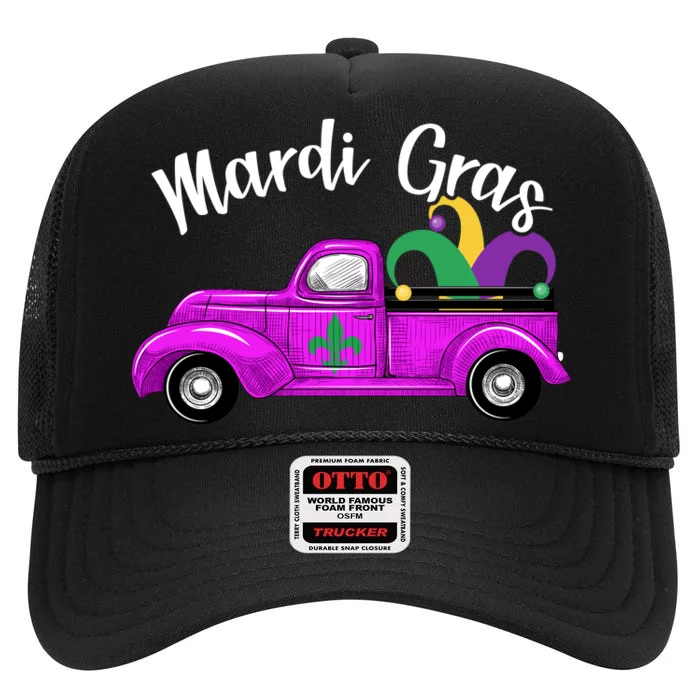 Mardi Gras Party Truck High Crown Mesh Trucker Hat