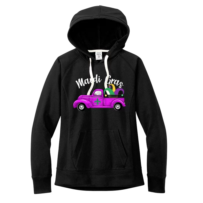 Mardi Gras Party Truck Women's Fleece Hoodie