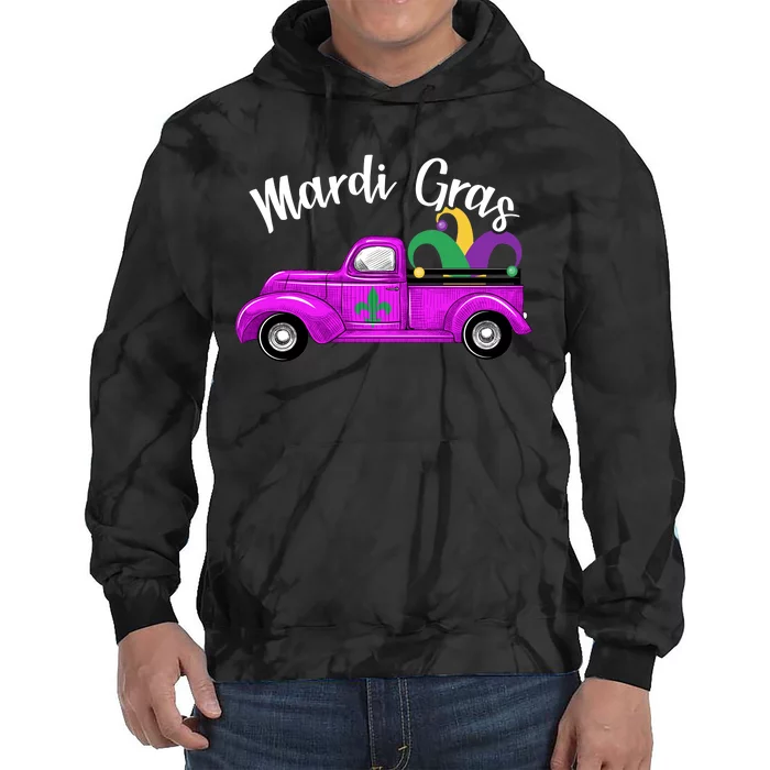 Mardi Gras Party Truck Tie Dye Hoodie