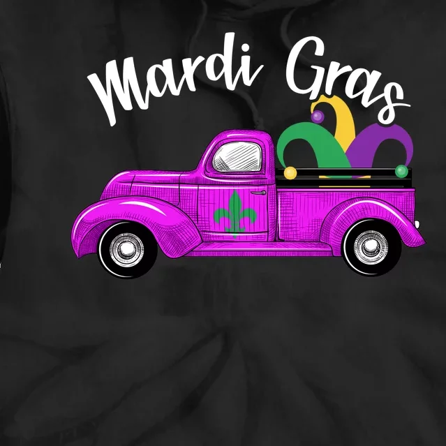 Mardi Gras Party Truck Tie Dye Hoodie