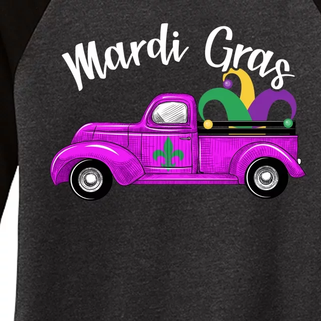 Mardi Gras Party Truck Women's Tri-Blend 3/4-Sleeve Raglan Shirt