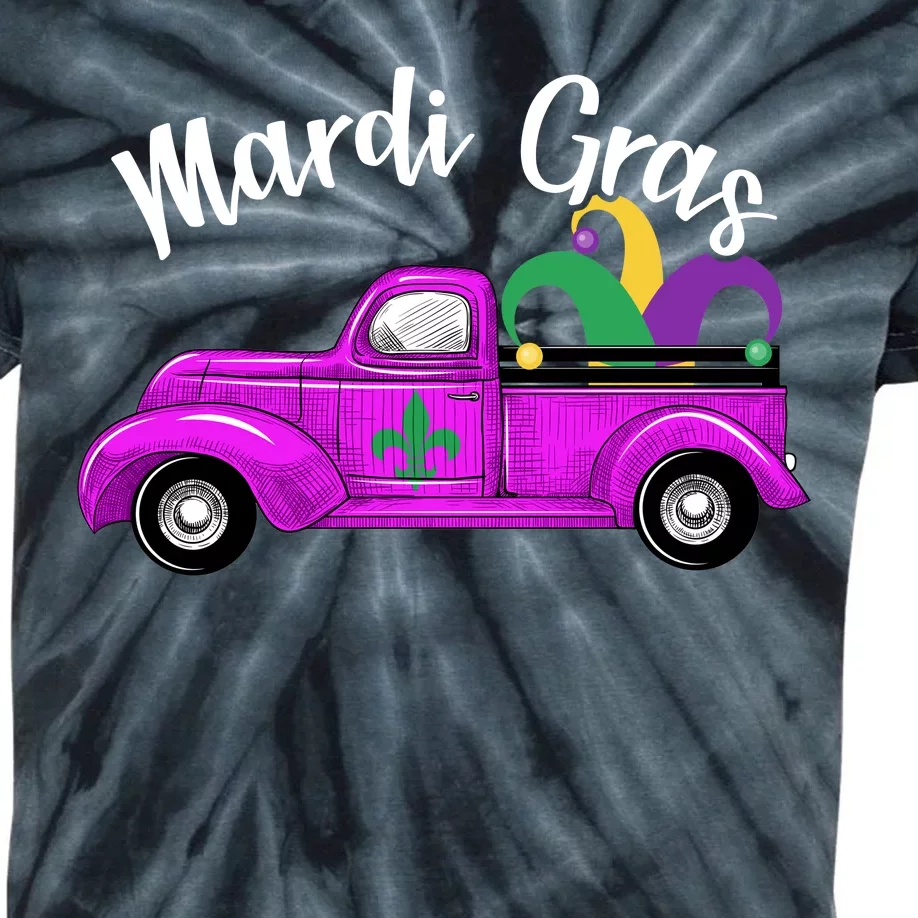 Mardi Gras Party Truck Kids Tie-Dye T-Shirt