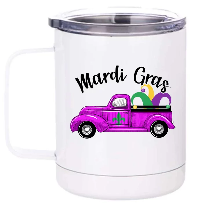 Mardi Gras Party Truck Front & Back 12oz Stainless Steel Tumbler Cup