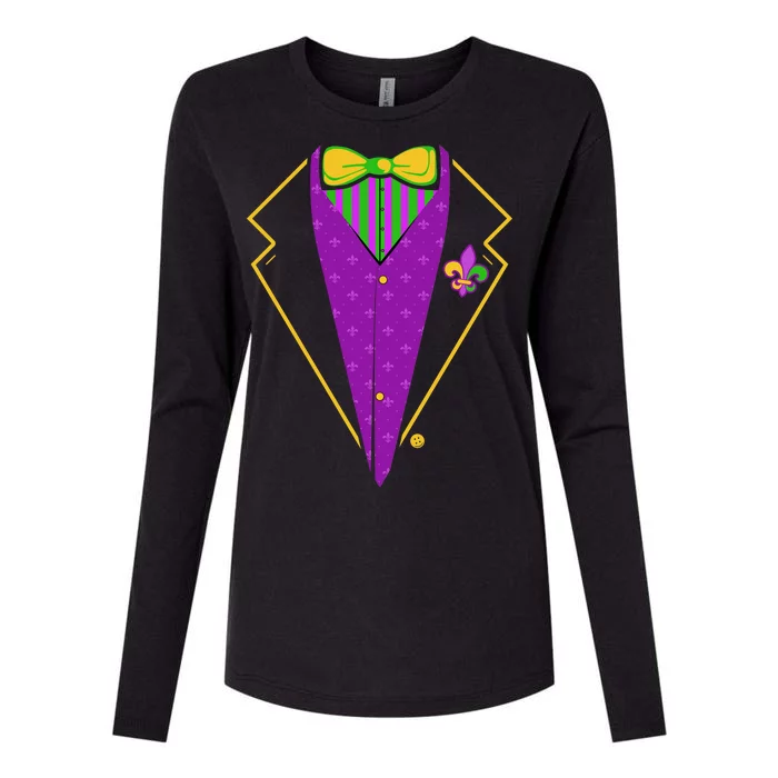 Mardi Gras Party Tux Womens Cotton Relaxed Long Sleeve T-Shirt