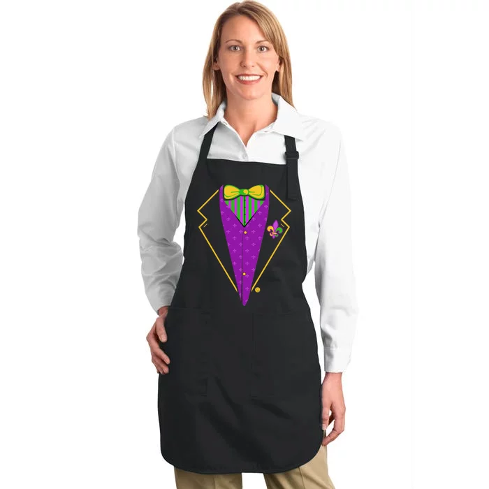 Mardi Gras Party Tux Full-Length Apron With Pocket