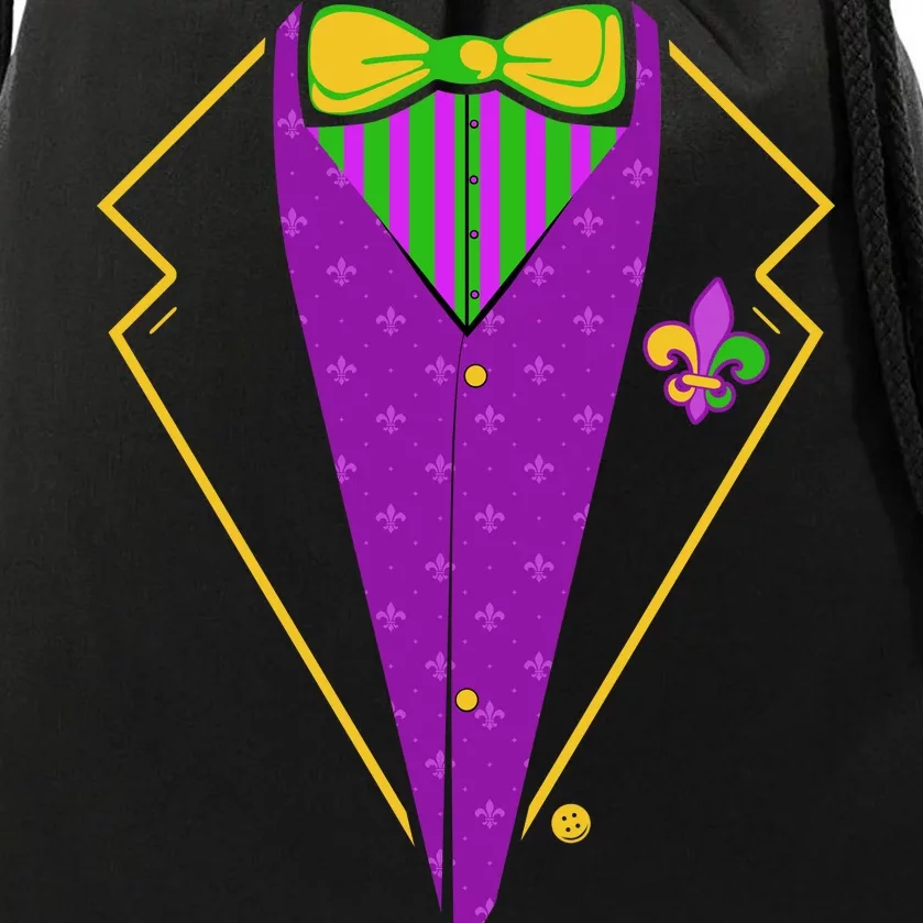 Mardi Gras Party Tux Drawstring Bag