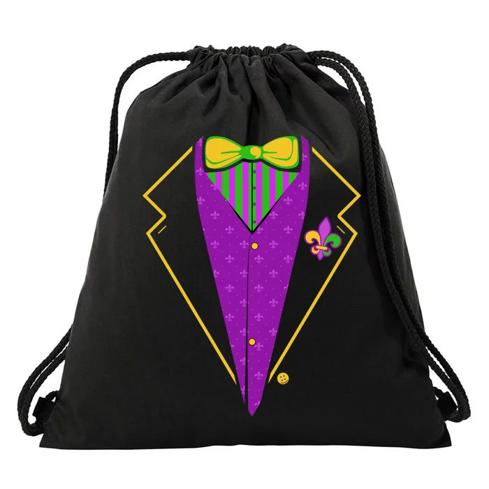 Mardi Gras Party Tux Drawstring Bag