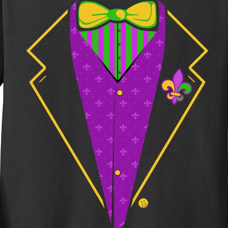 Mardi Gras Party Tux Kids Long Sleeve Shirt