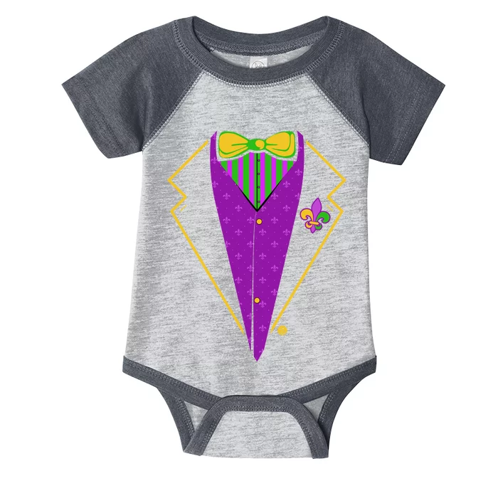 Mardi Gras Party Tux Infant Baby Jersey Bodysuit