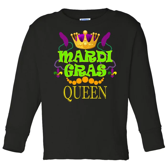 Mardi Gras Queen Toddler Long Sleeve Shirt