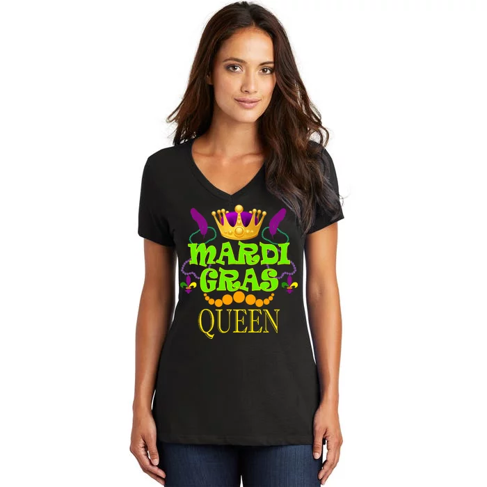 Mardi Gras Queen Women's V-Neck T-Shirt