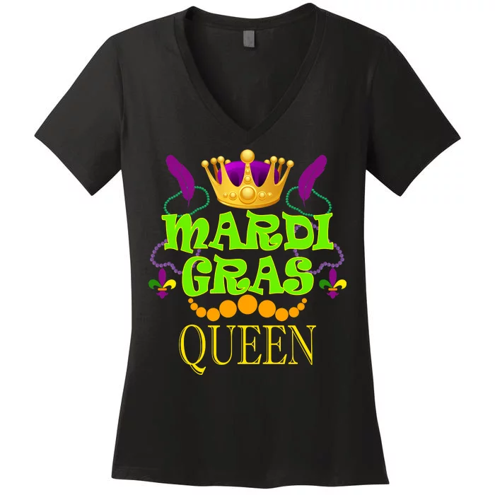 Mardi Gras Queen Women's V-Neck T-Shirt