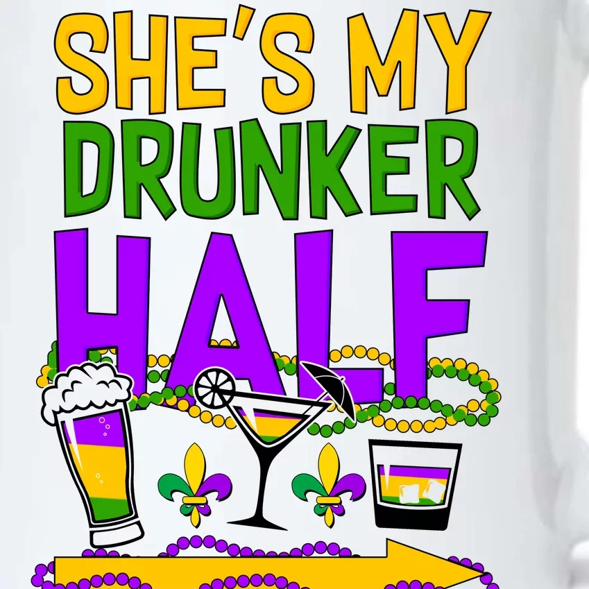 Mardi Gras She's My Drunker Half Black Color Changing Mug