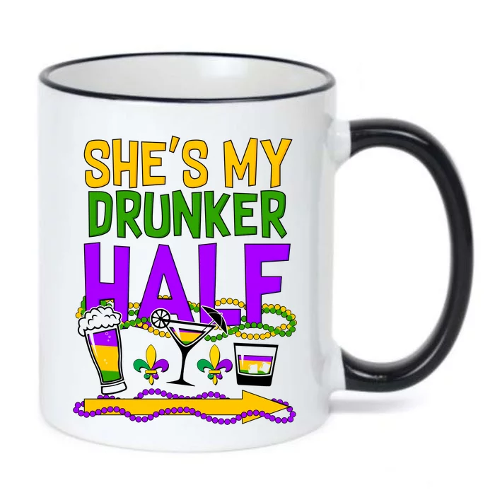 Mardi Gras She's My Drunker Half Black Color Changing Mug