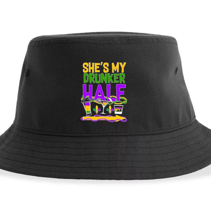 Mardi Gras She's My Drunker Half Sustainable Bucket Hat