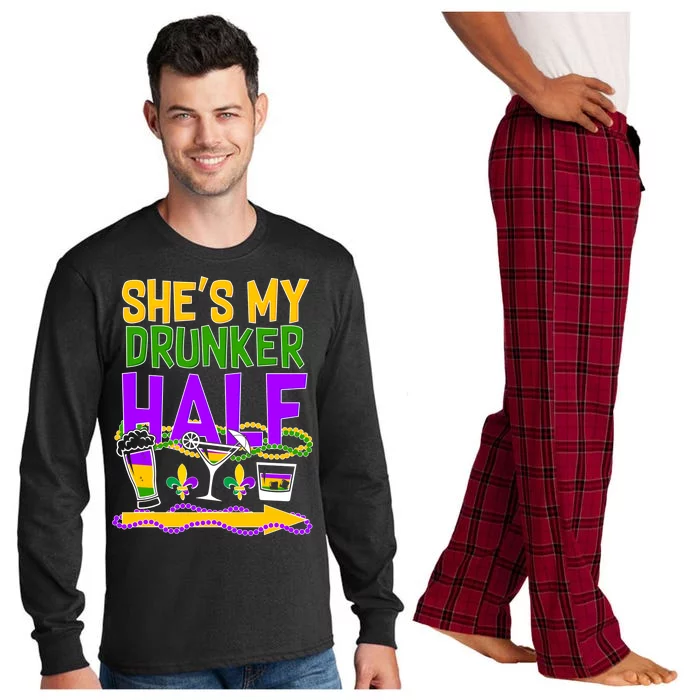 Mardi Gras She's My Drunker Half Long Sleeve Pajama Set