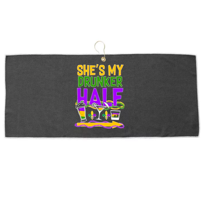 Mardi Gras She's My Drunker Half Large Microfiber Waffle Golf Towel