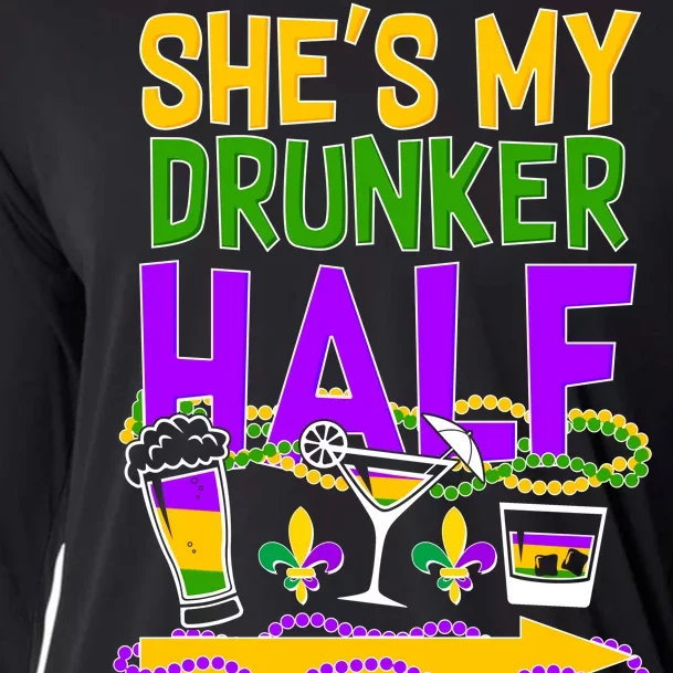 Mardi Gras She's My Drunker Half Cooling Performance Long Sleeve Crew