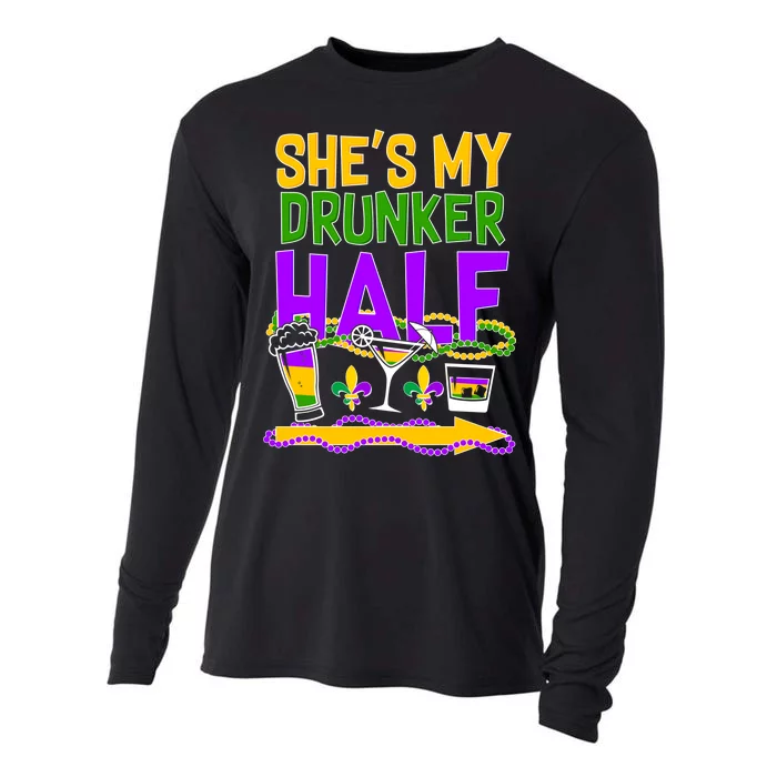 Mardi Gras She's My Drunker Half Cooling Performance Long Sleeve Crew