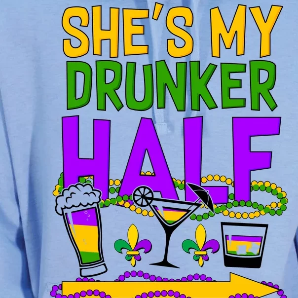 Mardi Gras She's My Drunker Half Unisex Surf Hoodie