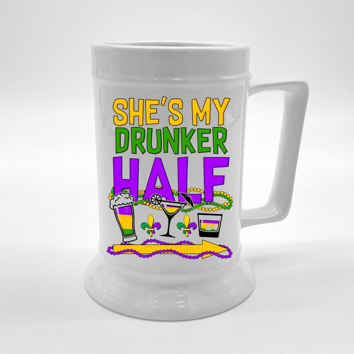 Mardi Gras She's My Drunker Half Front & Back Beer Stein