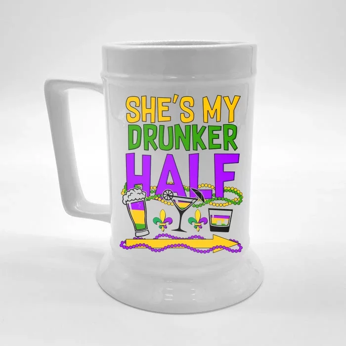 Mardi Gras She's My Drunker Half Front & Back Beer Stein