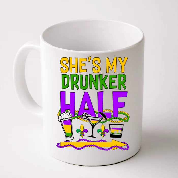 Mardi Gras She's My Drunker Half Front & Back Coffee Mug