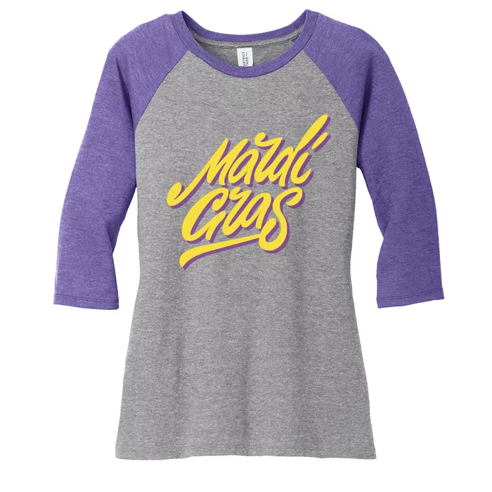 Mardi Gras Simple Style Women's Tri-Blend 3/4-Sleeve Raglan Shirt