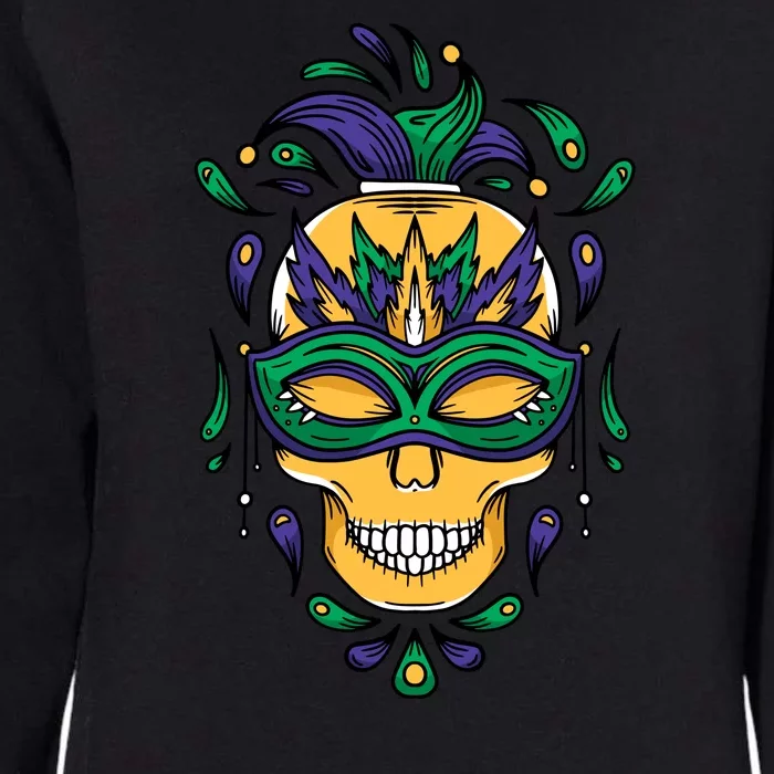 Mardi Gras Skull Mask Womens California Wash Sweatshirt