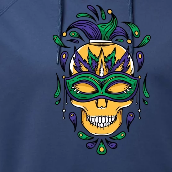 Mardi Gras Skull Mask Performance Fleece Hoodie