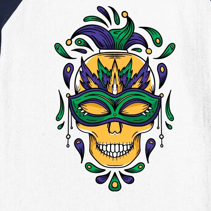 Mardi Gras Skull Mask Baseball Sleeve Shirt