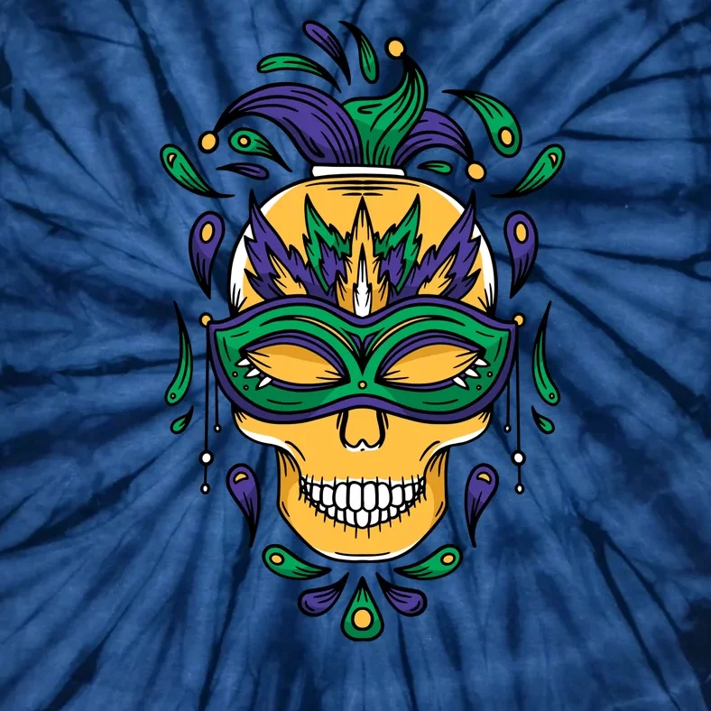 Mardi Gras Skull Mask Tie-Dye T-Shirt