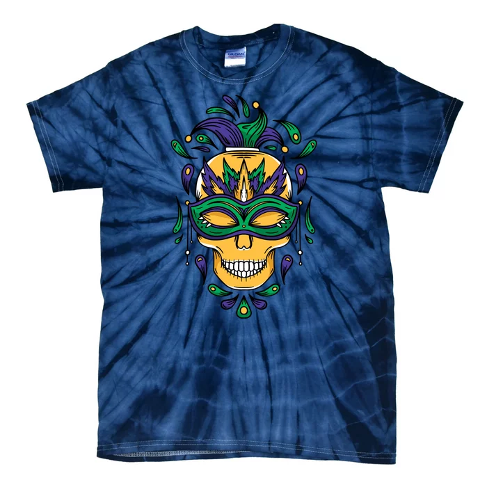 Mardi Gras Skull Mask Tie-Dye T-Shirt