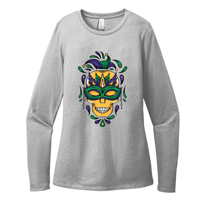 Mardi Gras Skull Mask Womens CVC Long Sleeve Shirt